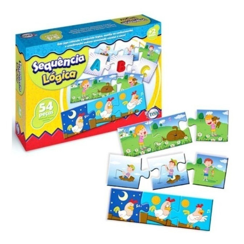Jogo Sequência Lógica 54 Peças Diversão Raciocínio Infantil