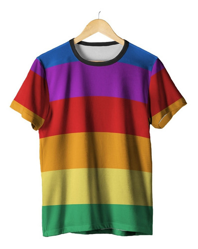 Imagem 1 de 2 de Camiseta Listras Listrado Lgbt Pride Lgbtqi+ Bandeira 3d