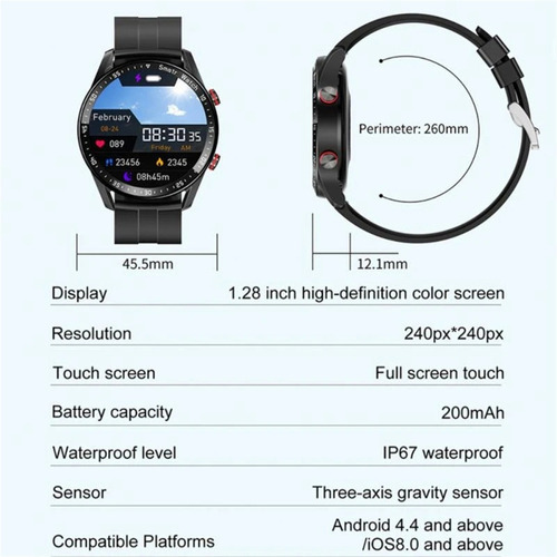 * Reloj Inteligente Hw20 Bluetooth Con Monitoreo De