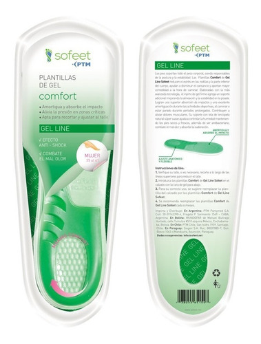 Plantillas De Gel Comfort Mujer Pie Sofeet Ptm X Par