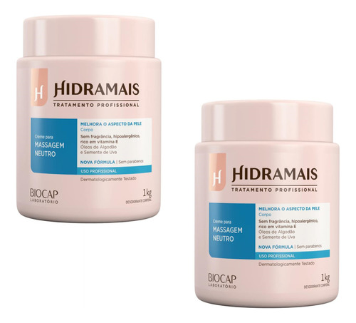 Kit 2 Creme Desodorante Hidramais Massagem Neutro 1 Kg