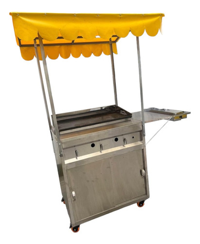 Carro Para Cachapas O Arepas Con Toldo En Acero Inoxidable