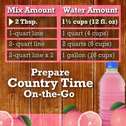 Limonada Rosa Country Time Rinde 9.46lts Puede Variar Pesen