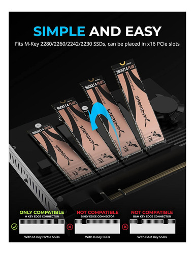 Sabrent 4-drive Nvme Ssd To Pcie 40 X 16 Adapter Card