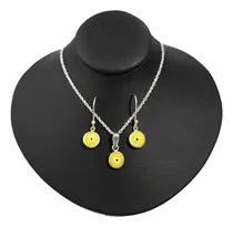 Comprar Set Pack Aretes Collares Ojo Turco Amarillo Protección Plata