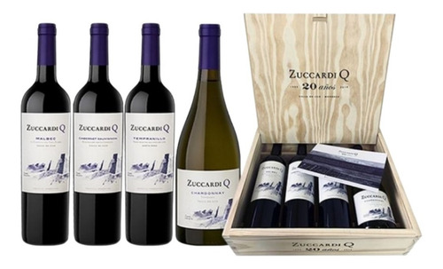 Imagen 1 de 7 de Vino Zuccardi Q Mix 750cc Estuche X 4 Botellas Regalo