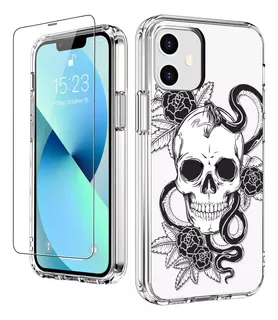 Funda Luhouri Para iPhone 12/12 Pro Rose N Skull