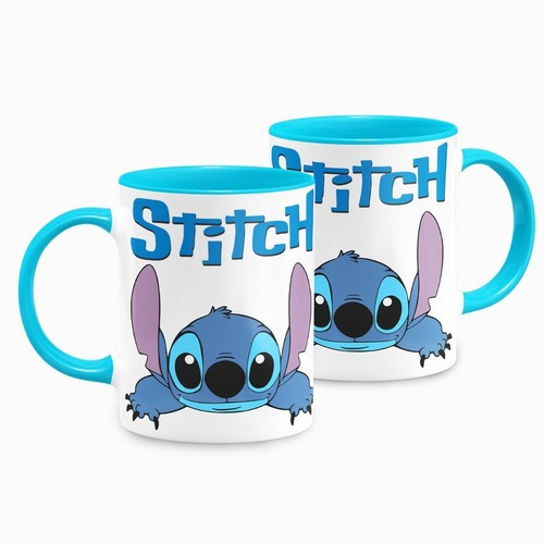 Caneca Cerâmica Stitch Alça Azul - Disney