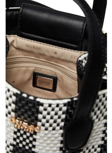 Guess Mini Bolso Tote Silvana Con Doble Compartimento, Negro