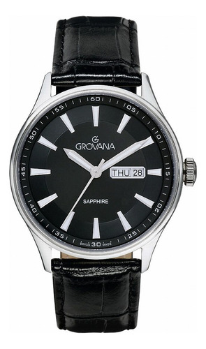 Reloj Grovana St. Andrews 1194.1537 Clásico Zafiro Original Negro Plateado Negro