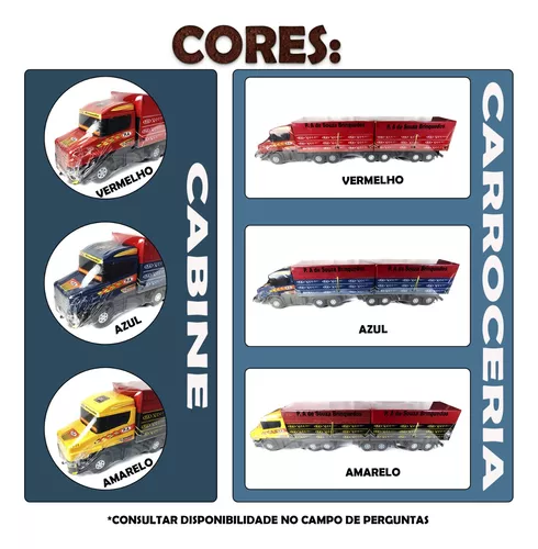 Caminhao bitrem carroceria brinquedo com duas carretas