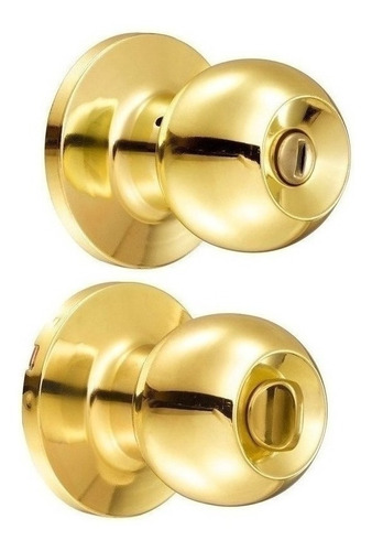 Cerradura De Pomo Bola Para Baño Latón Brillante 17po Lock Color Dorado