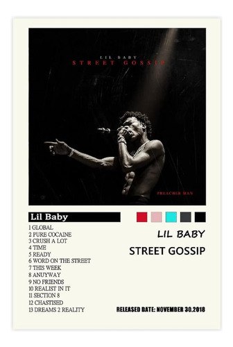 Hoodg Lil Poster Baby Street Gossip Portada Del Álbum Lienzo