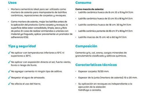 Weber Multiuso Mortero Revoque Asiento Carpeta 10 Kg Premium