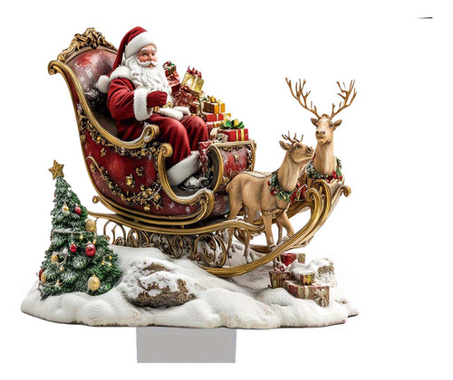 Letrero Acrílico Con Forma De Trineo De Renos De Papá Noel C