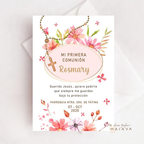 Imagen 3 de 10 de Estampas Primera Comunión Tarjetas Nenas X 4u
