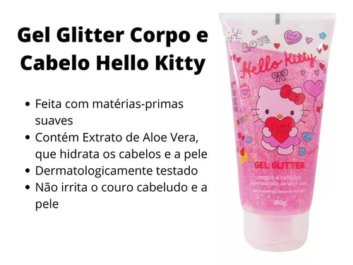 Gel Glitter Infantil Hello Kitty Corpo E Cabelos 80G