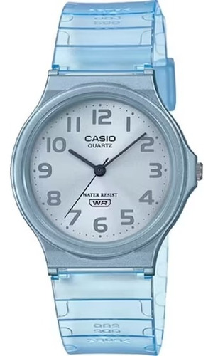 Reloj Casio Mq-24s-2b Analogico Transparente Dama - Celeste