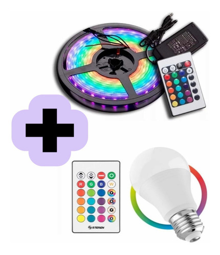 Tira Led Rgb 5050 Más Foco Lámpara Led Con Control Remoto