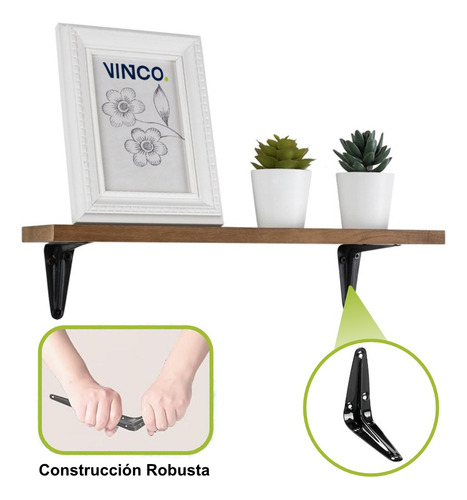Mensula Soporte Escuadra Para Repisa 25x30cm Negro 2 Piezas