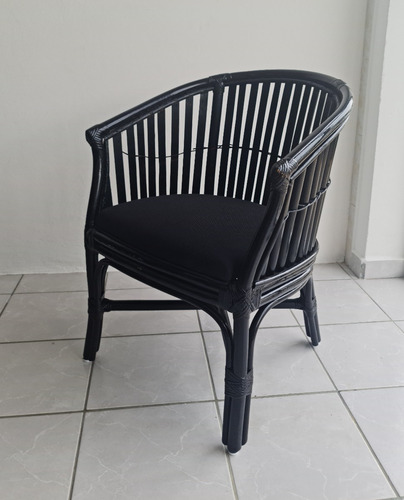 Imagen 2 de 3 de Silla Comedor Rattan Negro (2 Pzs) Reacondicionado