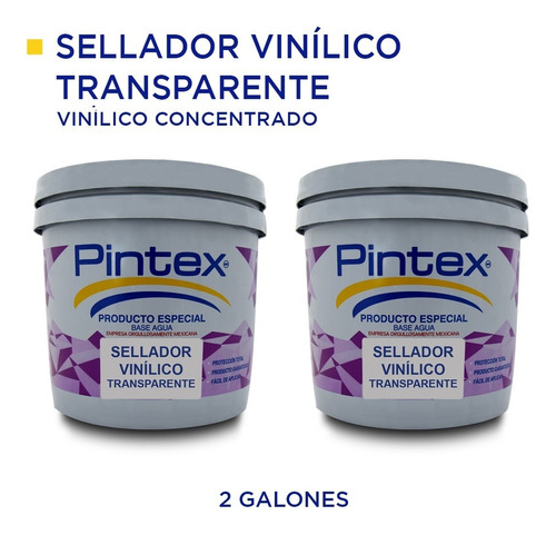 2 Pack Sellador Vinílico Transparente 5x1 Pintex 3,8 L 