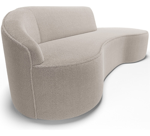 Sofá 3 Lugares Curvo Sala Firenze Esq Bouclê Bege 210cm B-62