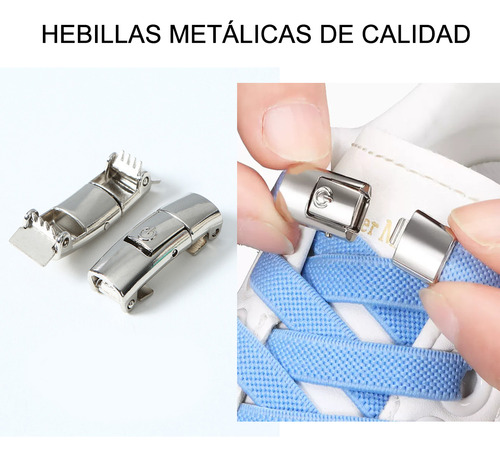 Lazy agujetas sin nudo elásticas hebilla metal 4 pares negro blanco azul cielo beige awvuq 4625