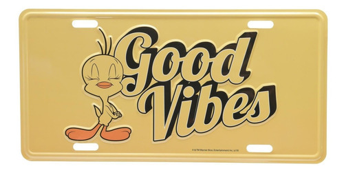 Placa de aluminio Relevo Piu Piu Good Vibes - 30 x 15 cm