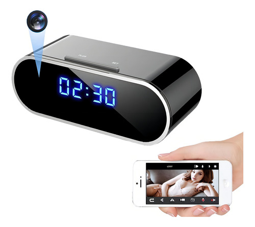 Relógio com câmera Jigayao, câmera de despertador WiFi