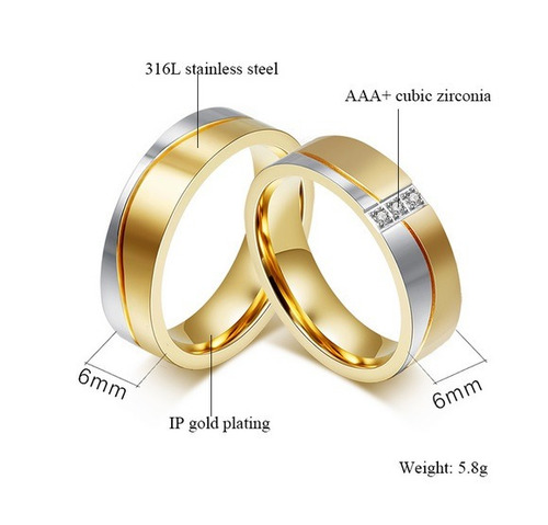 Anillo Elegante De Acero Para Bodas- Compromisos.