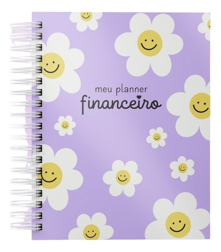 Planner Agenda Caderno Financeiro Permanente Calendário Flor Cor Da Capa Roxo