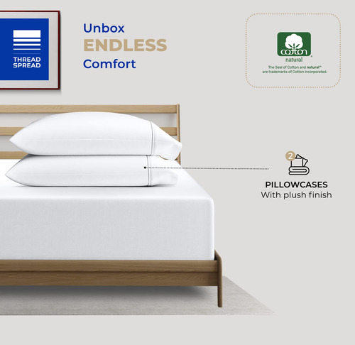 Funda Para Almohada De Algodon Tamaño King Color Blanco 2 Pz