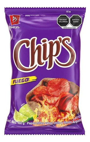 4 Pzas Papas Fritas Barcel Chip's Fuego Sabor Chile Y Limón