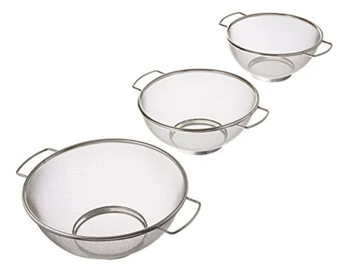 Colador De Malla Fina Excelsteel Con Base, Set De 3 Coladore