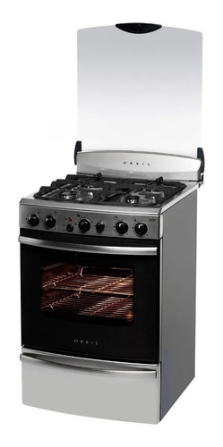 Imagen 2 de 2 de Cocina Orbis Serie 3 978ACO a gas/eléctrica 4 hornallas plateada y negra 220V puerta con visor