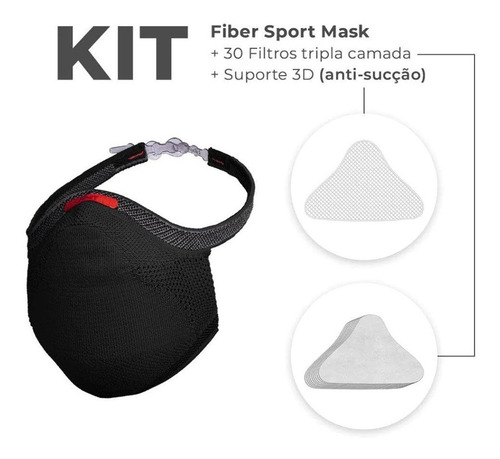 Mascara Fiber Knit Sport C/ 30 Filtros C/ Suporte Tamanho G