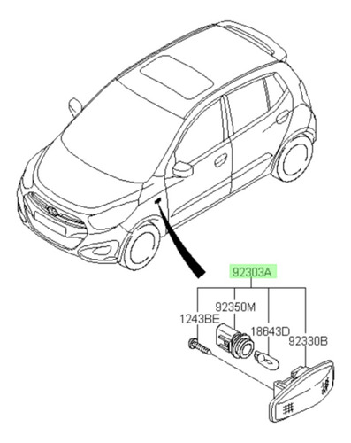 Foco Tapabarro Lateral Hyundai Original Grand I10 2008 2015