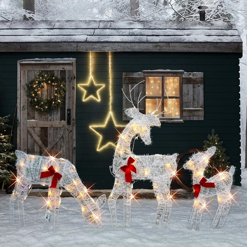 Decoración Navideña Para Exteriores, Familia De Ciervos Con