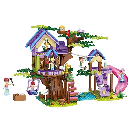 Construcción De Casa Árbol Niños, Set Animales Y Col...