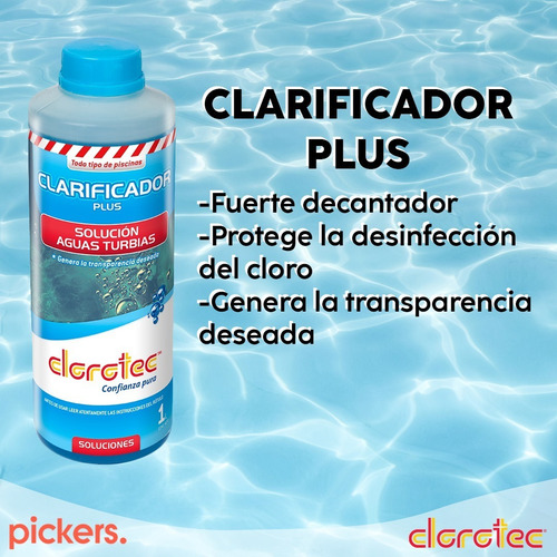 Imagen 2 de 9 de Clarificador Plus X 1 Lt Clorotec-decantador Limpieza Pileta