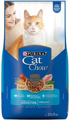 Imagen 1 de 2 de  Cat Chow Defense Plus Gato Adulto Pescado 20kg