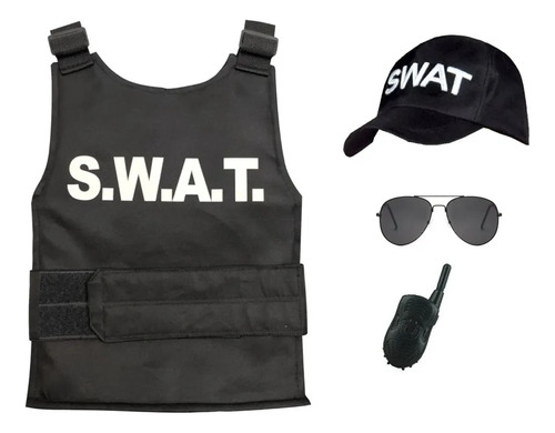 Disfraz De Chaleco Antibalas Y Gorra Swat