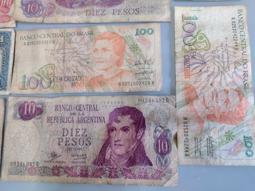 12 Cédulas Antigas Do Brasil E Argentina Para Lote Coleção (Usado)