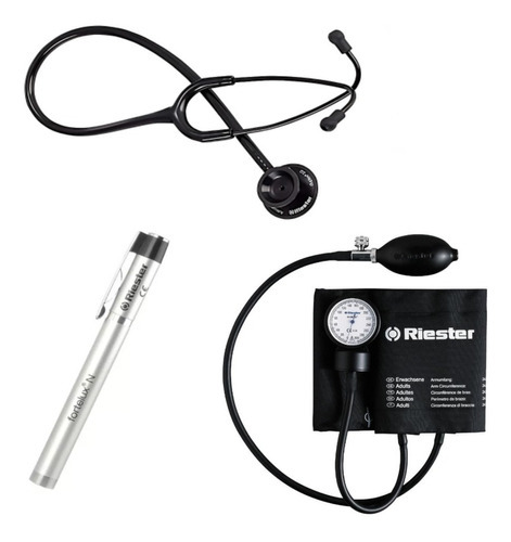 Fonendoscopio 4201-01 + Tensiómetro + Linterna Riester ® Color Negro