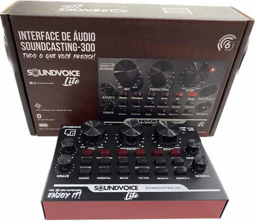 Interface Áudio Soundcasting 300 P/ Celular Microfone Novo