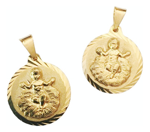 Niño Dios Dije 20mm Chapa De Oro 18k.  2 Piezas