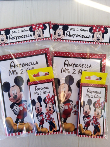 Libritos Minnie Mickey Personalizado Con Lápices X 10