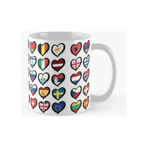 Taza Festival De La Canción De Eurovisión Corazones Banderas