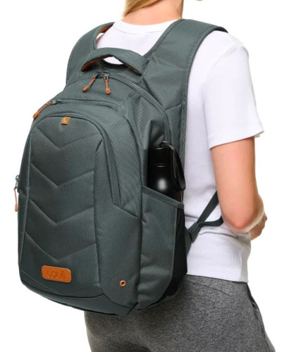 Mochila Backpack Lolë Elegante Y Acolchada Color Verde Diseño De La Tela Lisa